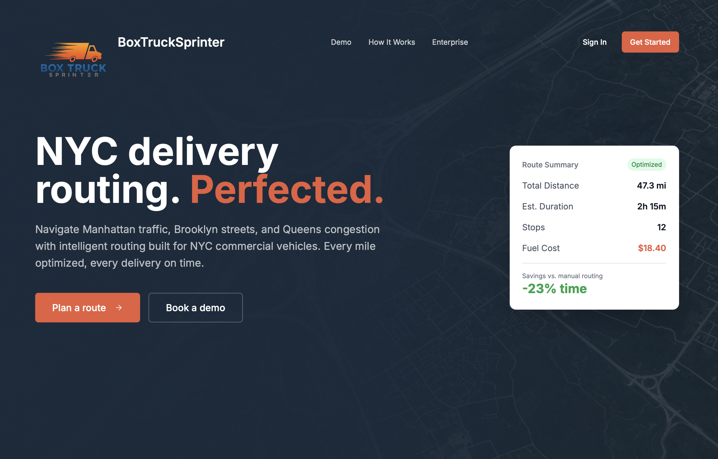 BoxTruckSprinter - NYC delivery routing perfected
