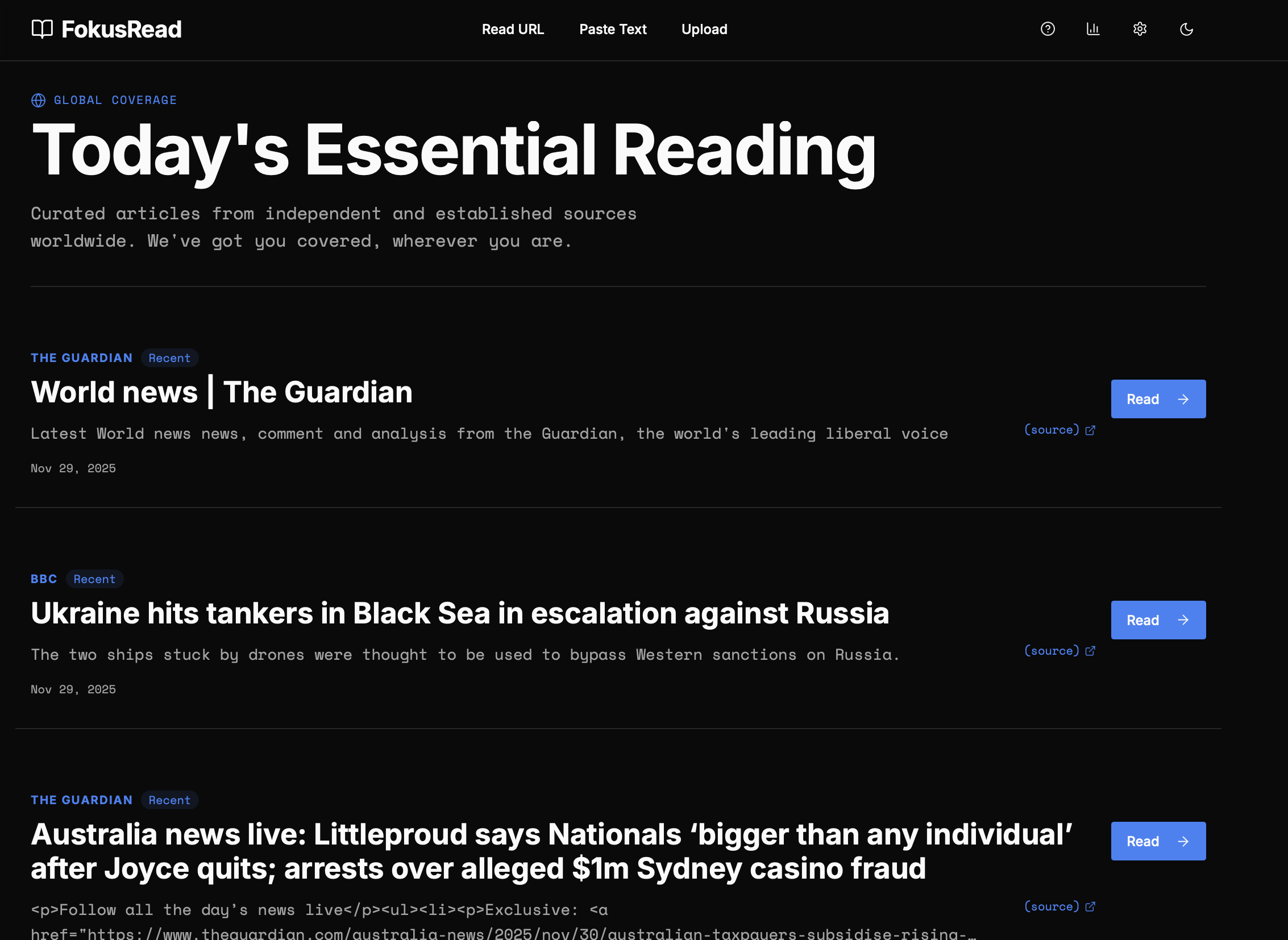 Today's Essential Reading feed