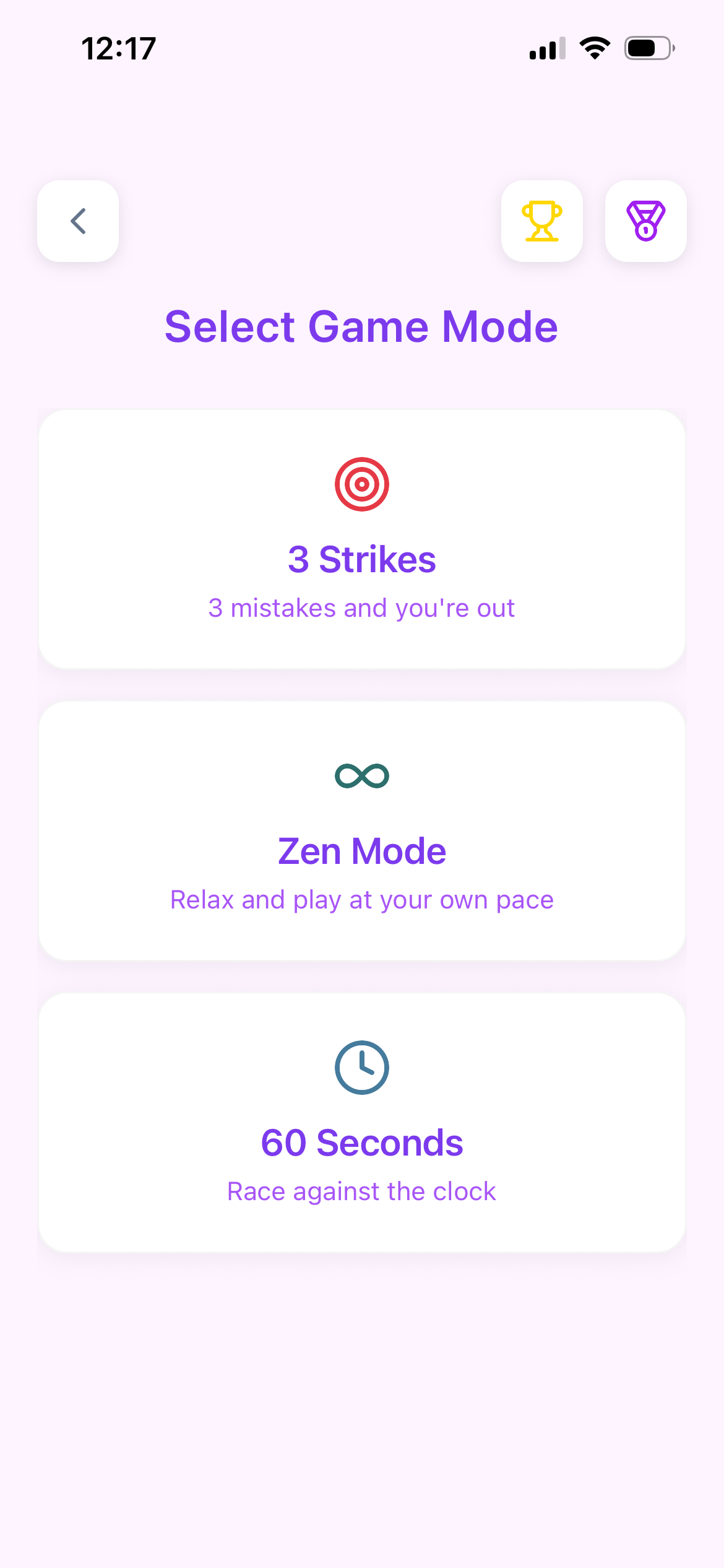 Member Berries game mode selection