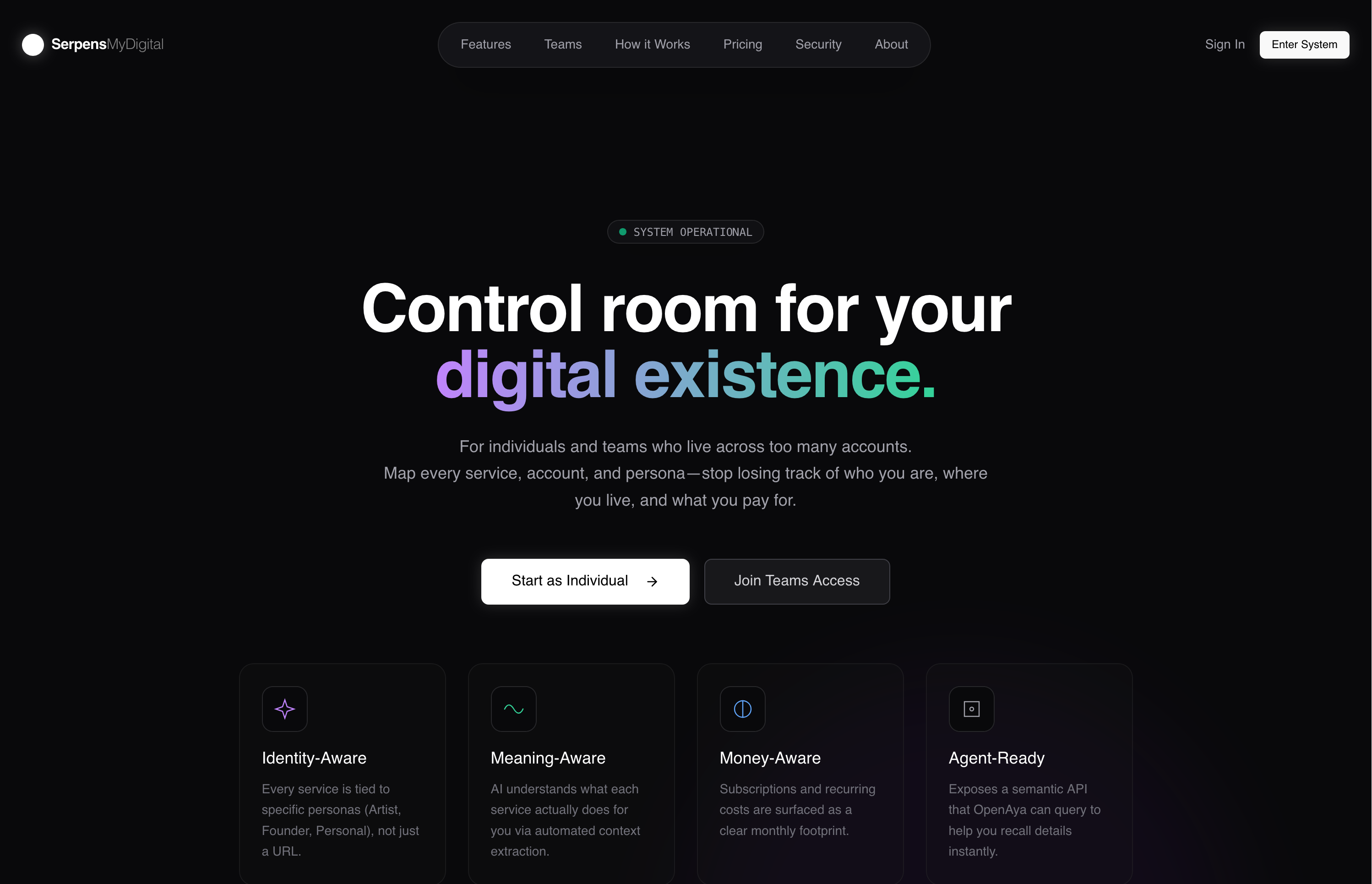 MyDigital interface